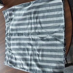 Striped Gray Denim Skirt